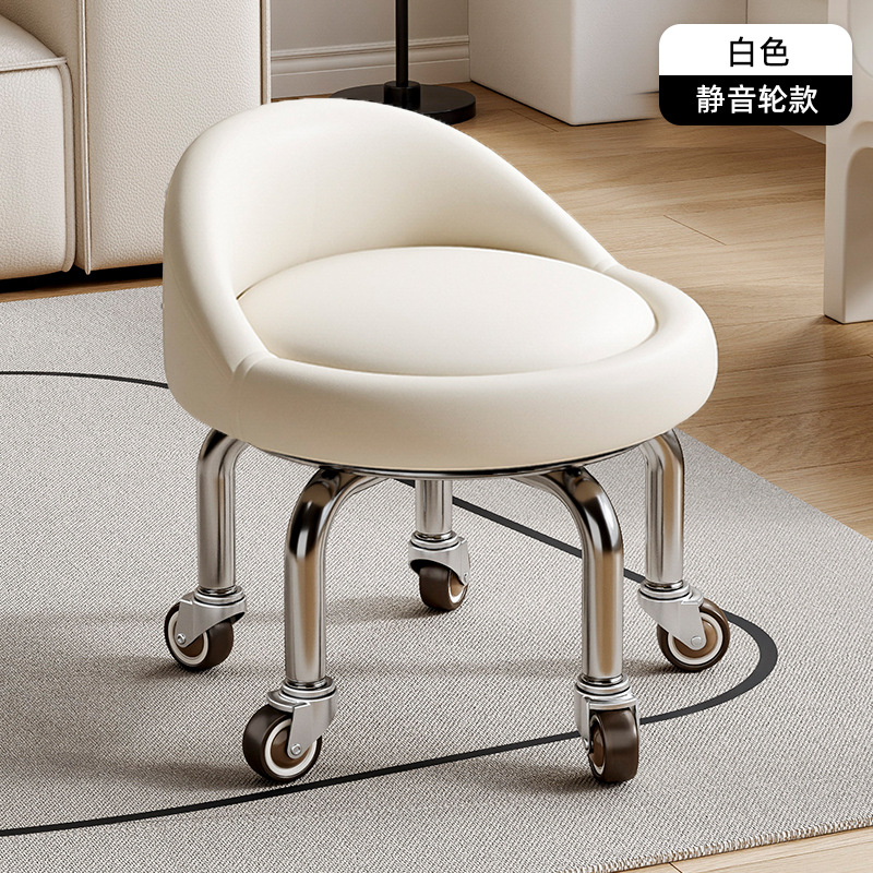 Rueda universal taburete pequeño polea doméstica taburete redondo pedicura banquete baños bajos banquetes para bebés banquetes de cambio de zapatos silenciosos multifuncionales