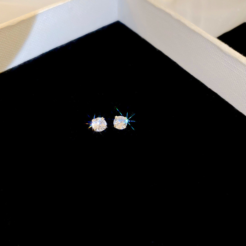 Aguja de plata para levantar agujeros para las orejas, pendientes cocleares sin picar, pendientes de circón femenino, pendientes de orejas pequeñas de sentido avanzado de nicho femenino