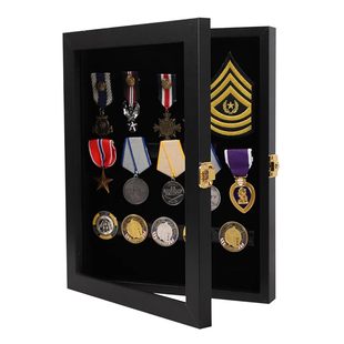 Three-dimensional Badge Medal Display Frame Cross-border Veterans Medal of Honor Storage Frame Wooden Box Hanging Decoration