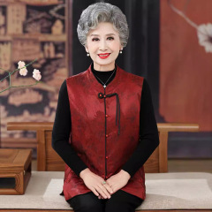 おばあさんの秋の服装のベストのコートのお母さんは新しい中国式の高級な唐の服装の老人の春秋の服装のおばあさんの馬の挟みを詰めます。