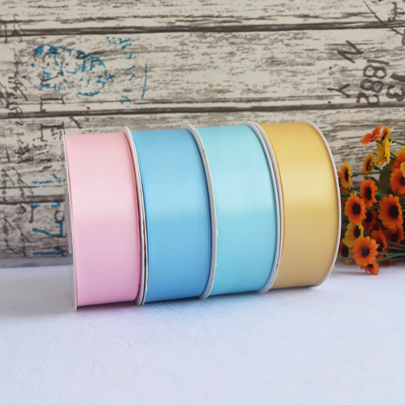 3.8cm双面加密缎带涤纶带绸带鲜花丝带蛋糕礼品包装diy发饰色丁带