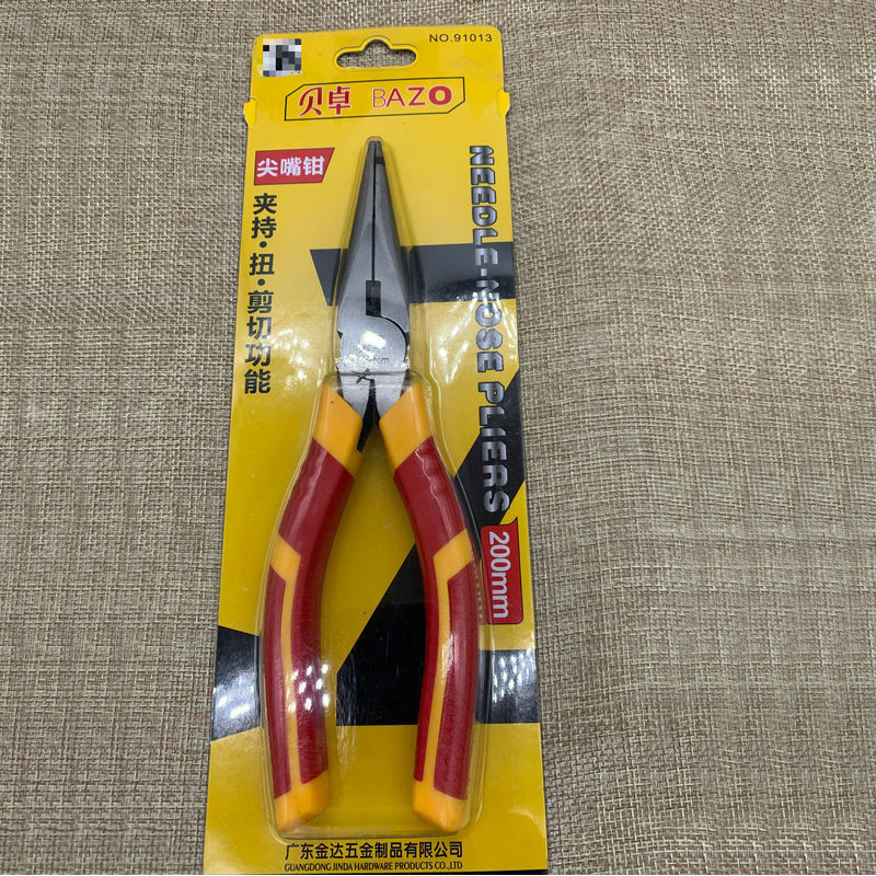 贝卓91013尖嘴钳钢丝钳断线尖嘴钳老虎钳虎皮柄五金手动工具