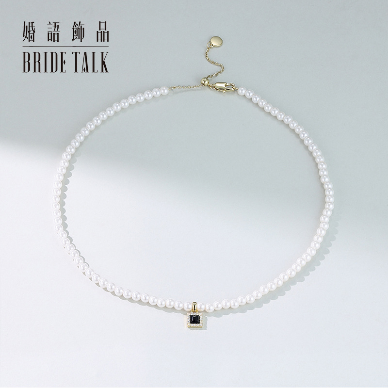 Retro organic agate genuine design necklace from pearl