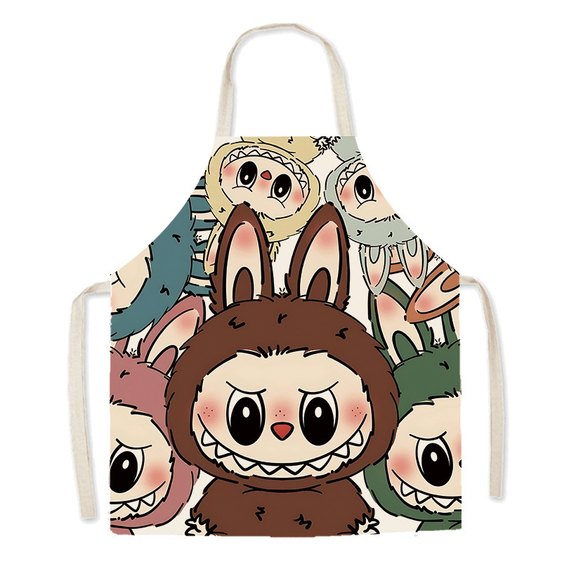 Labubu 漫画生地エプロンベーキングキッチンホームパーソナライズクリエイティブアートギフト防汚カバーオール|undefined