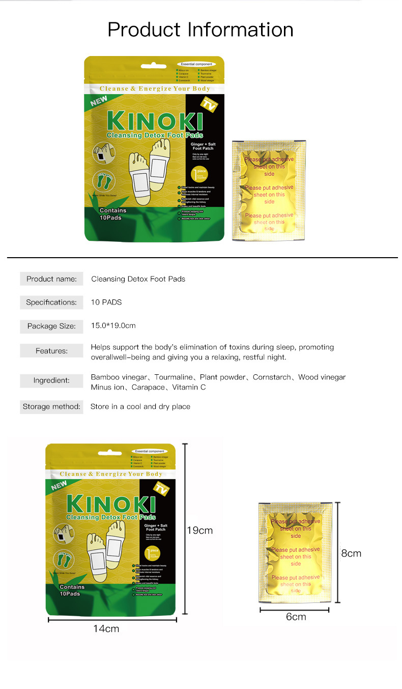 Kinoki Cleansing Detox Foot Pads with Mugwort 10 Patches per Bag key features