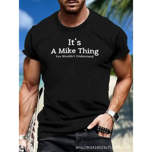 Mesh Short Sleeve 3D Digital Printing Fashion Letter Print European and American Crew Neck Men's Summer T-shirt Men's Top