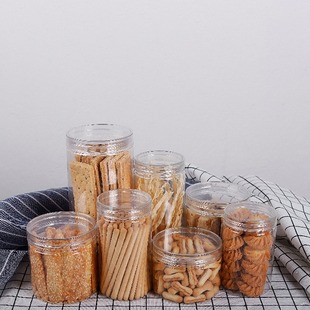 threaded food grade transparent jar crystal lid plastic jar plastic bottle sealed jar wide mouth pet food packaging jar