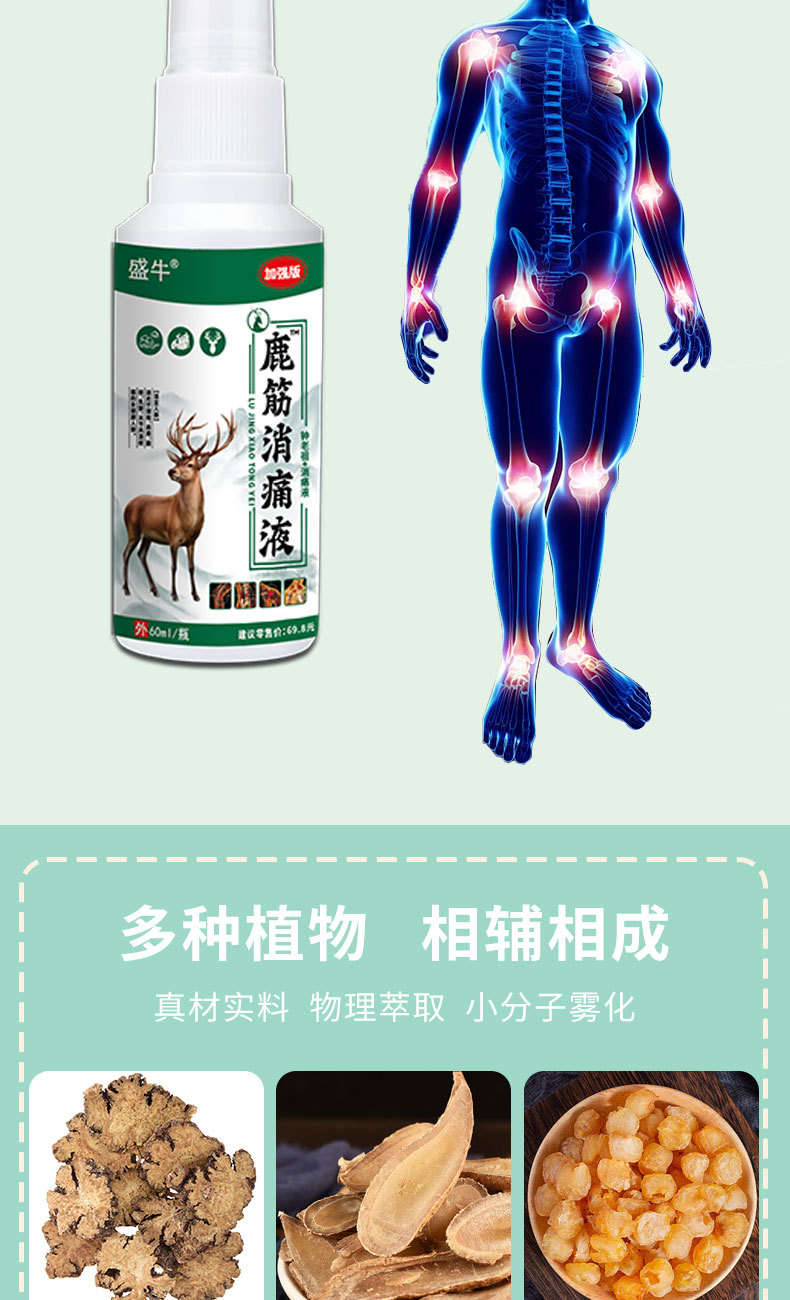 Deer Sinew Pain Relief Spray External Analgesic Spray for Lumbar Neck Shoulder Joint Hand Foot Numbness 60ml in use