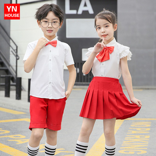 Children's New Kindergarten School Uniforms Graduation Photos June 1st Chorus Performance Clothes Primary School Student Class Uniforms Suspender Skirt Suit Summer