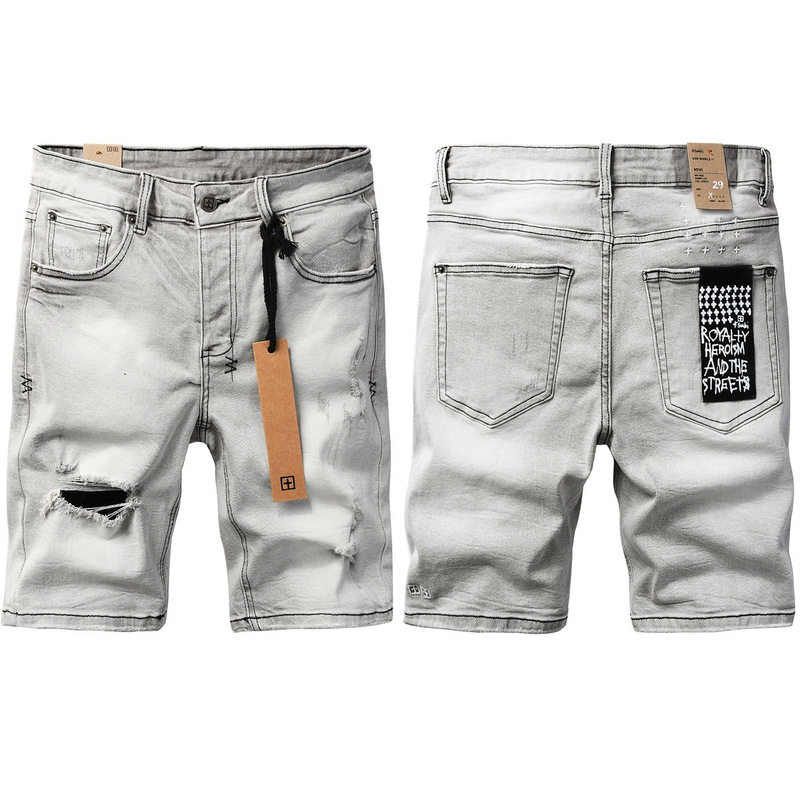 European and American Trendy Brand Hiphop Jeans Street Fashion Hip-Hop Ripped Distressed Ksubi Denim Shorts for Men and Women