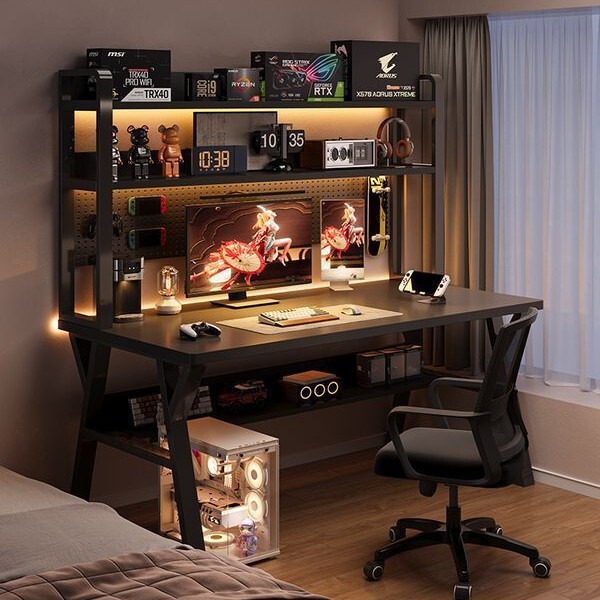 Jia Yue Home Factory Store Computer Desk Desktop Home Desk Bookshelf Integrated Desk Office Desk Pegboard Gaming