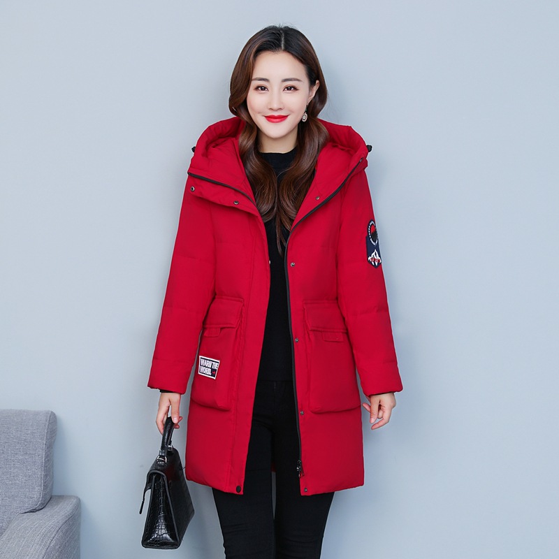 新款羽丝绒棉服女中长款时尚修身外套棉衣加厚过膝棉袄工装服批发