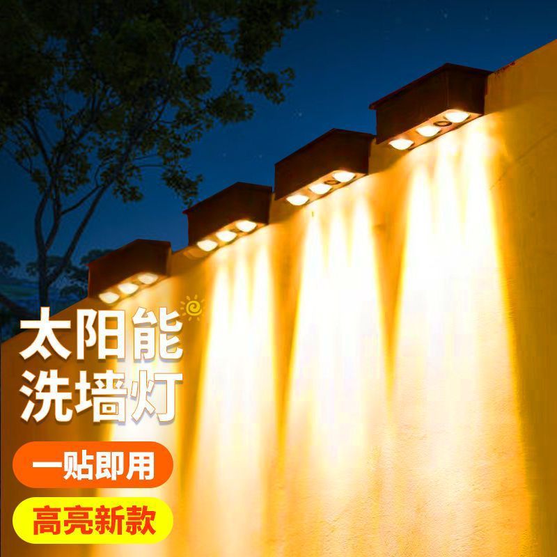 Iluminación solar al aire libre lámpara de jardín impermeable lámpara de paisaje lámpara de lavado de pared exterior balcón villa jardín decoración faro