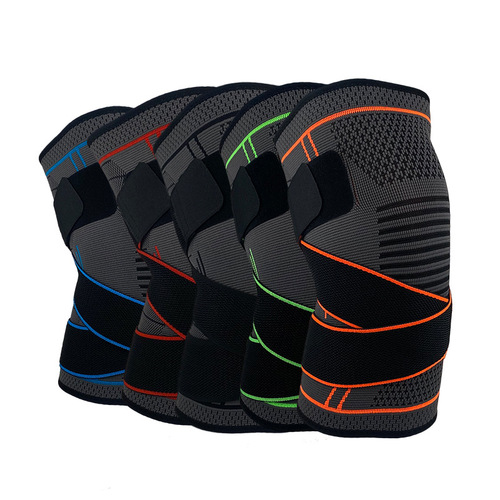 New trendy general basketball sports cycling summer air-conditioning protective gear knitted adjustable straps pressurized running knee pads
