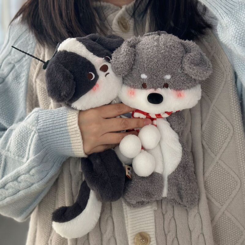 Creative Cute Pet Plush Doll Pencil Case Doll Doll Machine Gift Pendant Bag Cartoon Student Pencil Case Girly Heart