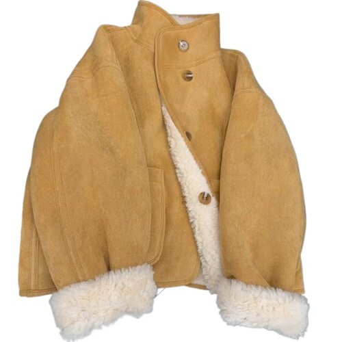 Two-sided wearing lamb wool fur integrated short coat for women, 2025 new autumn and winter lamb wool stand-up collar jacket, warm and warm