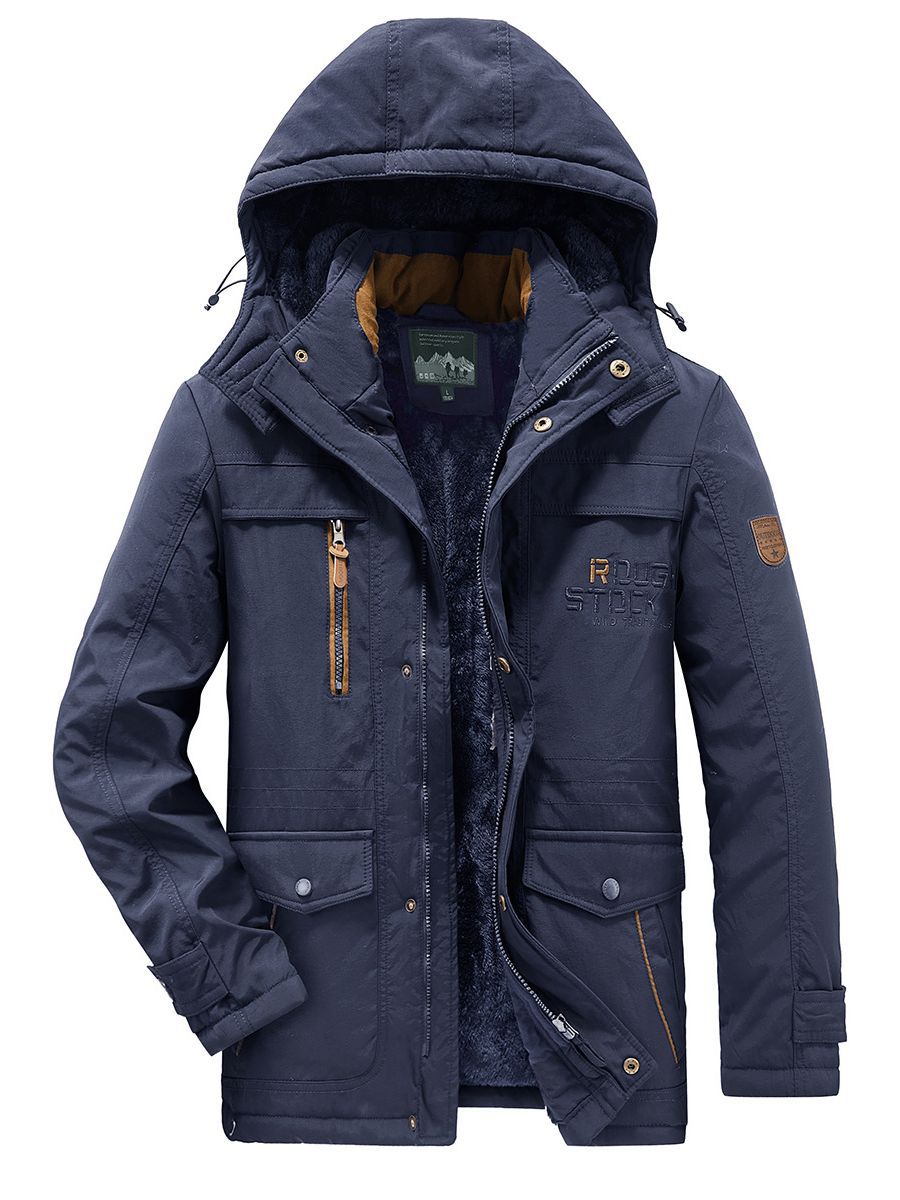 Chaqueta Acolchada Térmica para Hombre de Algodón Forrado de Vellón con Multibolsillos para Invierno