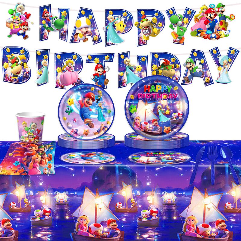 Amazon Galaxy Super Mario Themed Children's Birthday Party Decorations Disposable Tableware Paper Plates Paper Towels Table Set Amazon Galaxy Super Mario Themed Children's Birthday Party Decorations Disposable Tableware Paper Plates Paper Towels Table Set