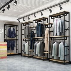 洋服店展示棚床置き式男女童装二重掛け母子店舗専用棚デパート展示棚