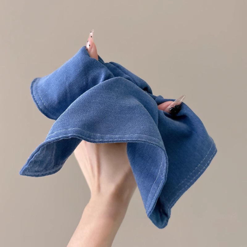 Otoño y invierno retro toallas azules de vaqueros anillo de pelo coreano estilo coreano de tela de alta elasticidad adornos de pelo de cola de caballo de alta calidad cuerda de pelo