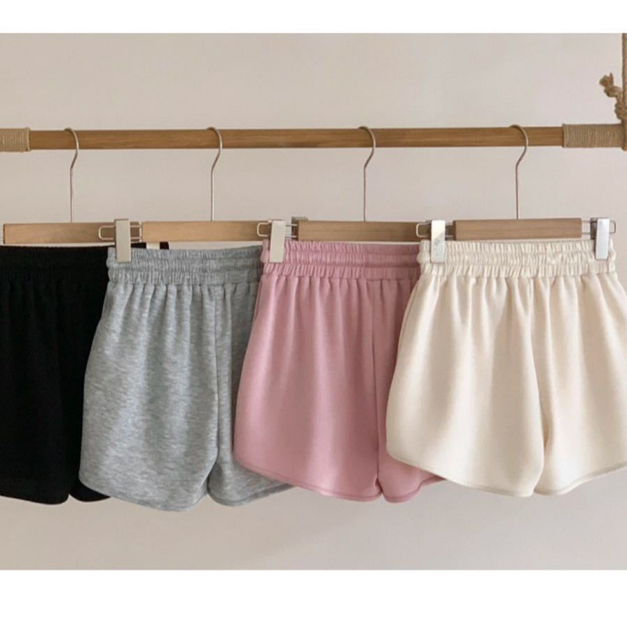 M susu棉苏苏空气小短裤宽松抽绳微喇叭休闲空气棉三分裤夏季短裤