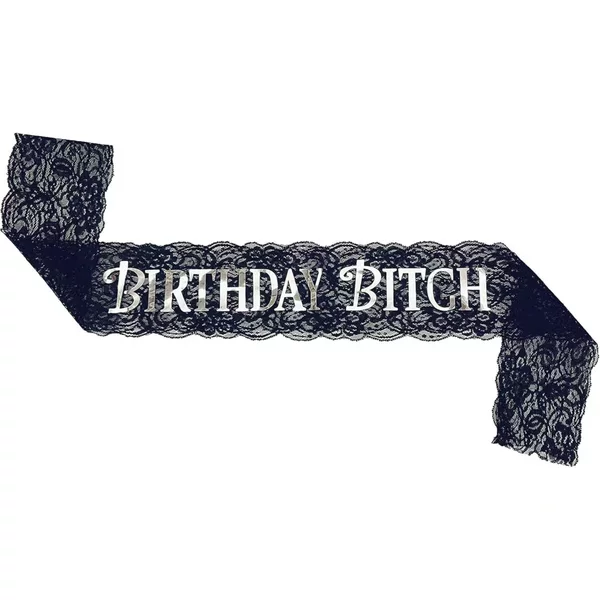Cross-Border Black Lace Shoulder Straps Birthdaybitch Birthday Party Decoration Supplies