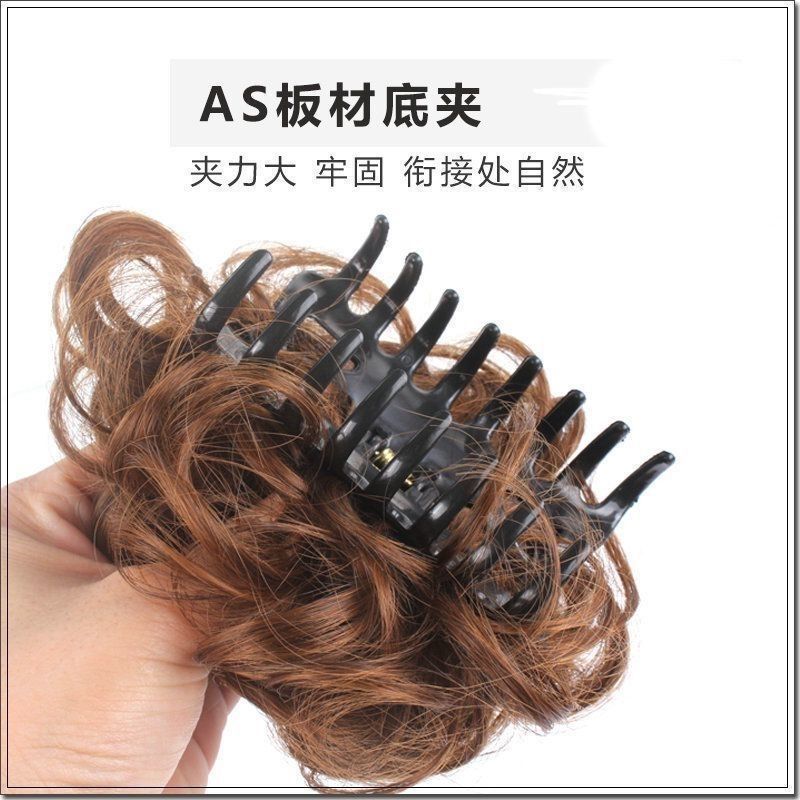 Peluca de las mujeres tocado corto Pelo Rizado bolsa Cola de Caballo Clip-on gran ola pera flor rollo mullido natural realista horquilla pelo agarre