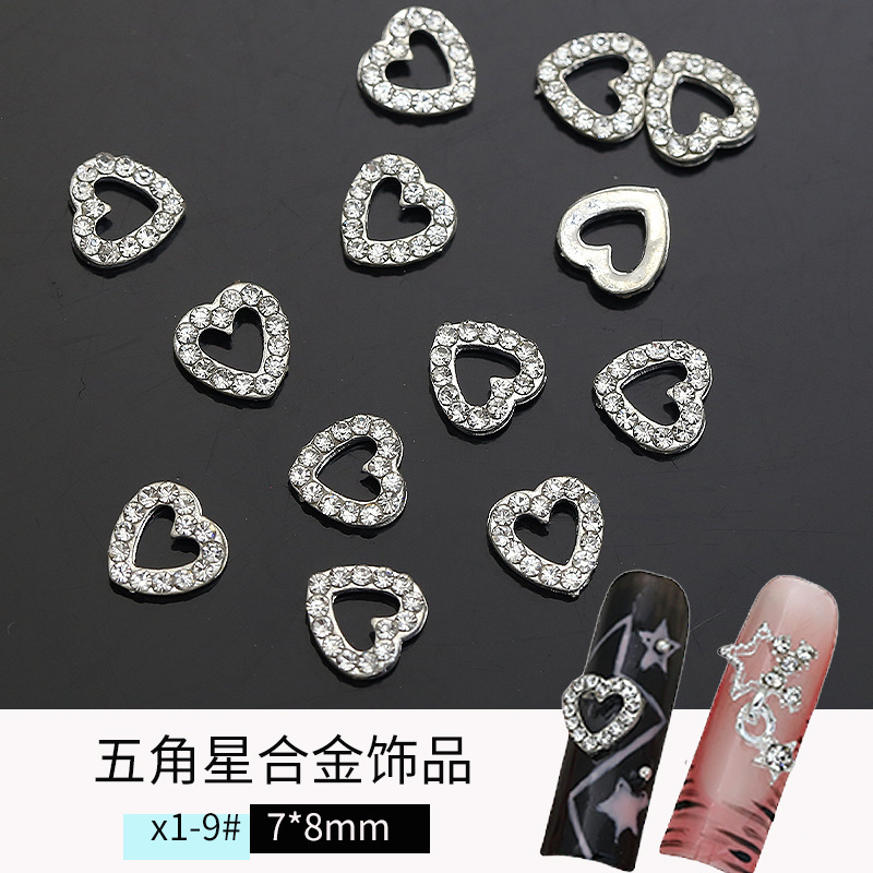国境を越えたホットセールスターペンダントネイルアート合金ジュエリーラブ五芒星ダイヤモンドジュエリー立体ネイルアクセサリー卸売|undefined