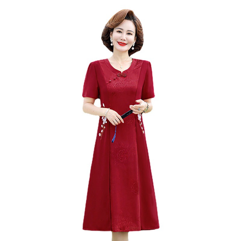 Mother-In-Law Wedding Banquet Dress Can Be Worn Casually, Wedding Mother's Dress, Summer Cheongsam Dress, Tang Suit, Mother's Day Dress Mother-In-Law Wedding Banquet Dress Can Be Worn Casually, Wedding Mother's Dress, Summer Cheongsam Dress, Tang Suit, Mother's Day Dress