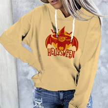 跨境外贸2024欧美万圣女装卡通卫风格衣外套印花宽松长袖连帽卫衣