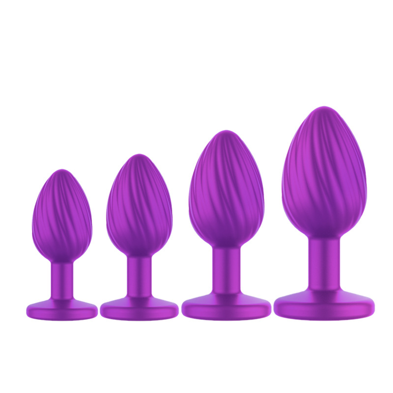Silicone Ribbed Anal Plug with Jeweled Base, Body-Safe Fetish Toy — detail image 5