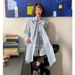 BENYAN本言 法式设计感蝴蝶结绑带爱心纽扣百搭长袖棉衬衫女82693