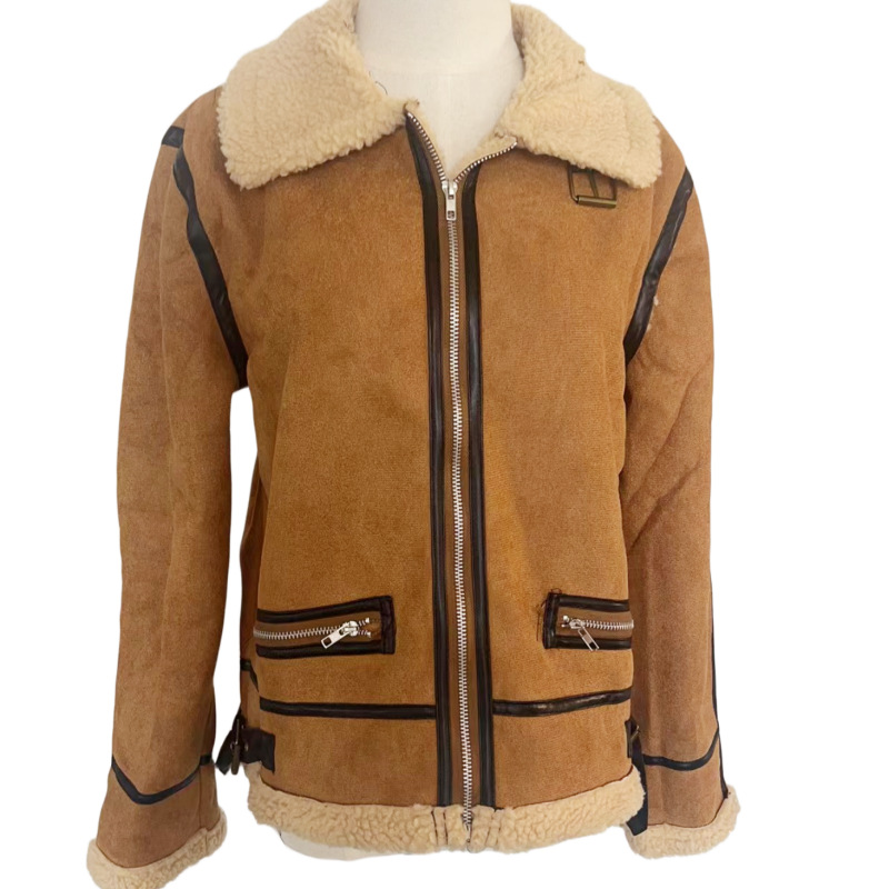 Pelliccia di pecora corta da donna con pelliccia spessa_voghion.com