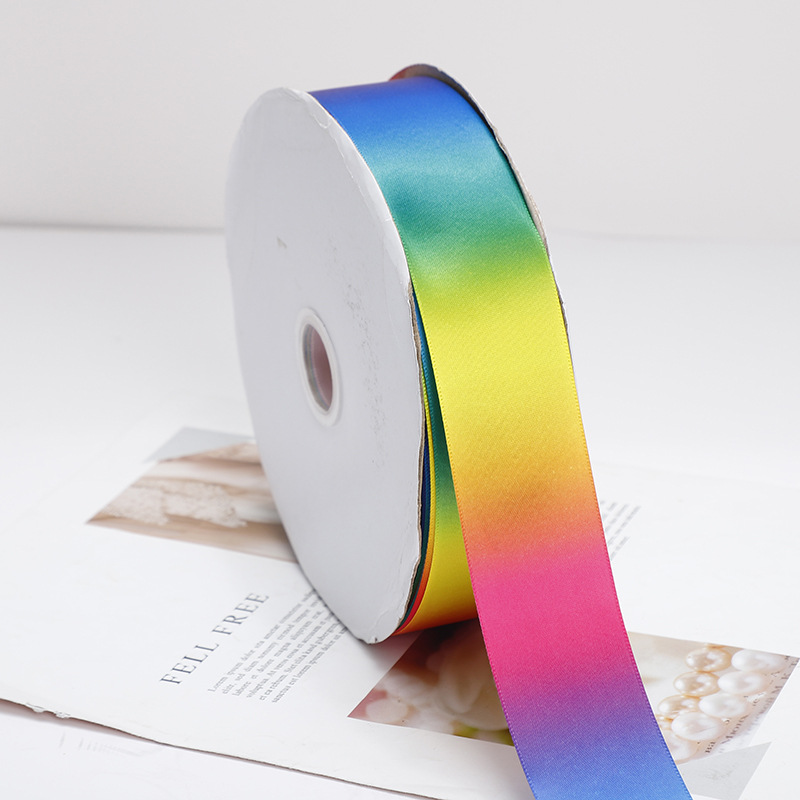 Fábrica al por mayor del arco iris cinta de embalaje cinta de poliéster gradiente cinta DIY cinta de hornear cinta de poliéster caja de regalo