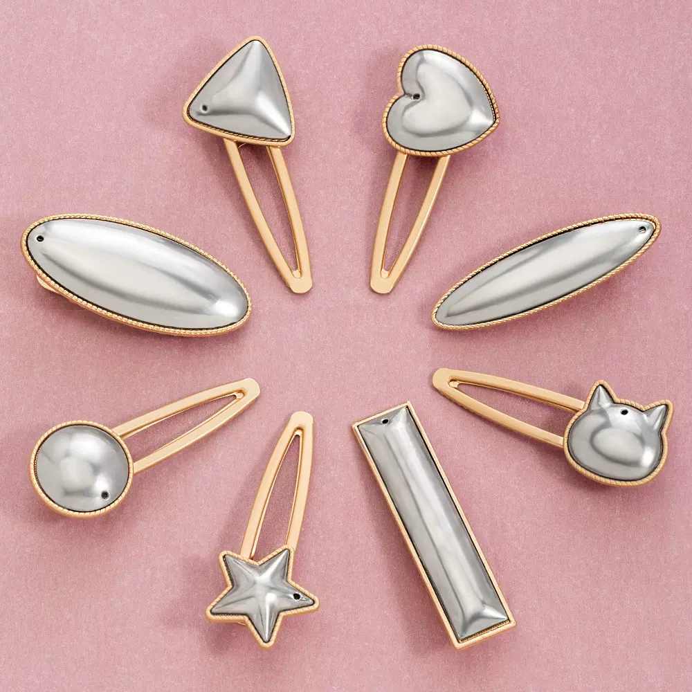 爆款宋锦发夹底托星星爱心一字夹手工diy蓝染包布发夹宋锦底胚diy