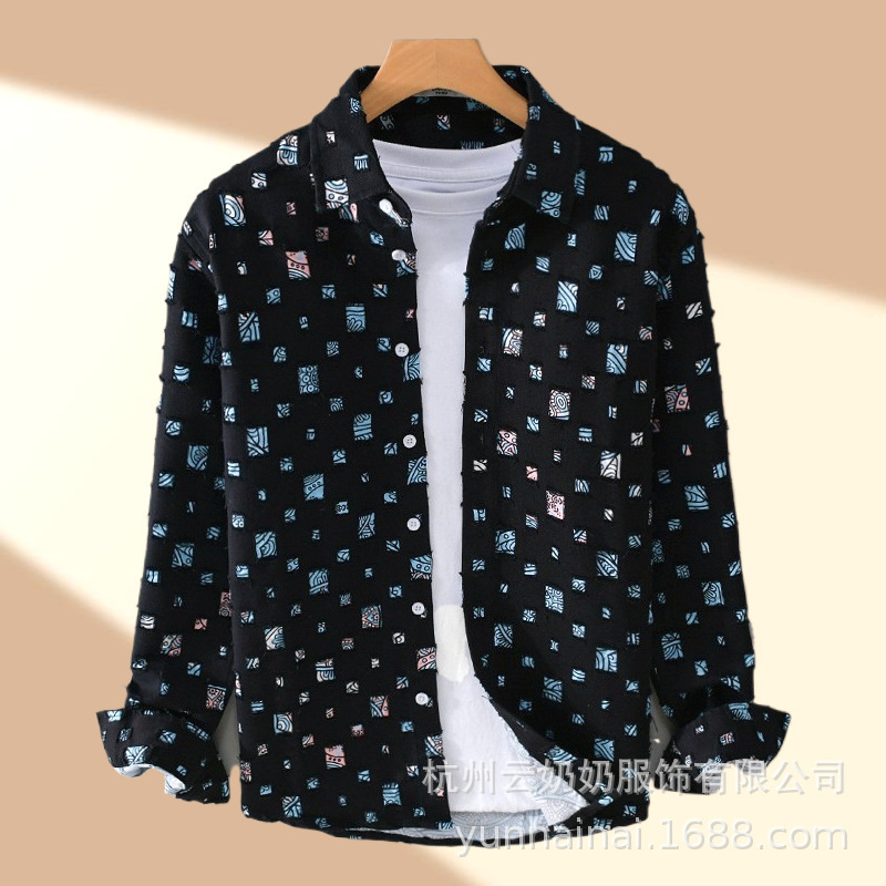 Live-Stream Hot-Selling Ripped Shirt-Style Jacket for Spring and Autumn, Trendy Brand, Cool and Stylish Long-Sleeve Shirt for Teenagers Live-Stream Hot-Selling Ripped Shirt-Style Jacket for Spring and Autumn, Trendy Brand, Cool and Stylish Long-Sleeve Shirt for Teenagers