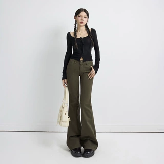 美式复古辣妹低腰喇叭裤修身显瘦弹力百搭牛仔裤女秋季