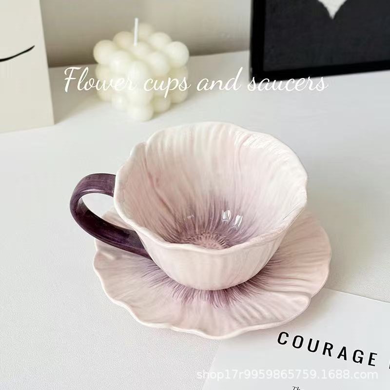 Tazas de café de cerámica transfronteriza, platos, flores pintadas a mano, nuevas tazas de leche de té de la tarde de estilo chino, nuevas redes populares image 7
