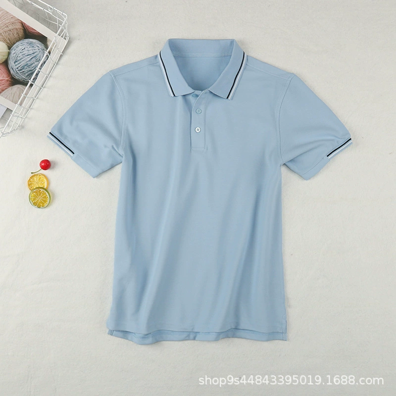 Детская футболка, голубой и белый polo, летняя форма для учащихся, с коротким рукавом