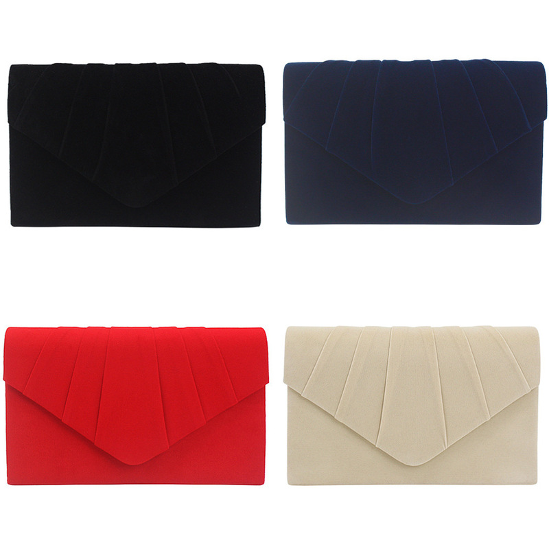 Manufacturer Dropshipping Fashionable European and American Style Women's Pure Color Velvet Pleated Evening Bag New Clutch Bag 15108 Manufacturer Dropshipping Fashionable European and American Style Women's Pure Color Velvet Pleated Evening Bag New Clutch Bag 15108