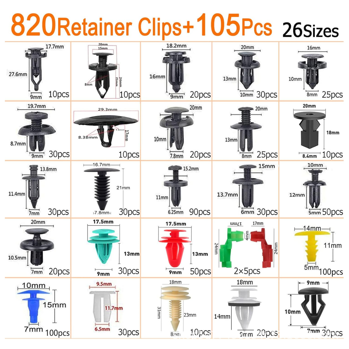 925pcs Boxed Car Body Fastener Rivet Fender Expansion Screw Accessories Car Door Car Use