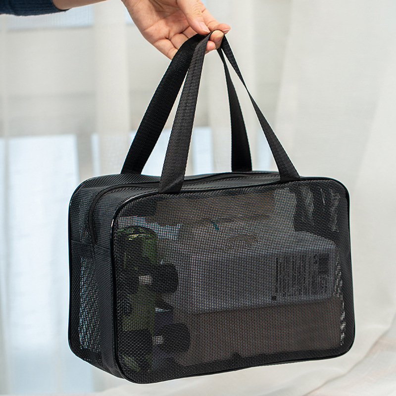 Mesh Bath Bag Large Capacity Portable Drain Cosmetic Bag Fitness Bag Pocket Bath Bag Hollow Toiletry Bag Factory Wholesale