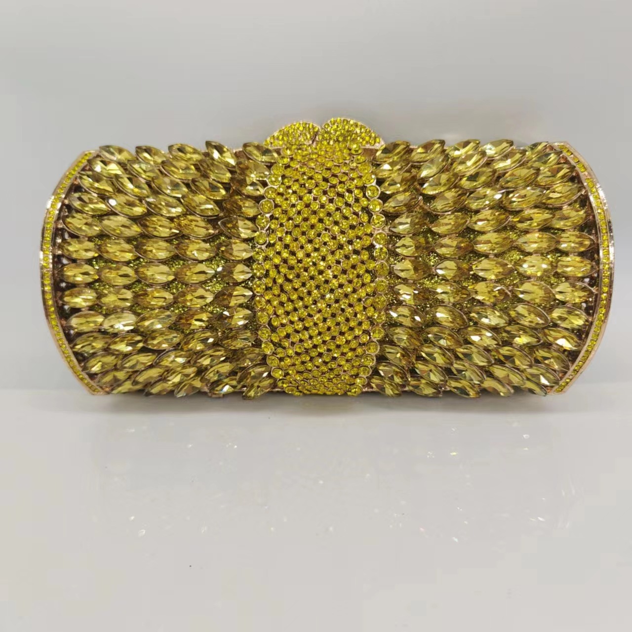 Túi clutch nữ dạ hội đính kim cương giả kim loại rỗng pha lê sang trọng — Đế Vàng Kim Cương, Nền vàng kim cương trắng, Màu tím, Màu bạc chi tiết 5