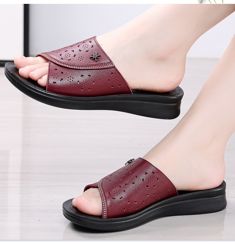 C4597 1220K GIÀY DÉP LÊ NỮ RUITDT ĐẾ MỀM MÙA HÈ TRUNG NIÊN MA SÁT CHỐNG TRƯỢT THOÁNG KHÍ GIÀY DÉP NỮ DA BÒ G04 SẢN PHẨM MỚI