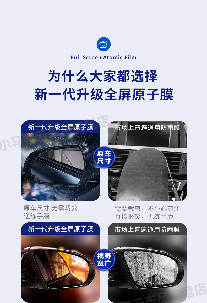 Car Rearview Mirror Rainproof Film Reflective Reversing Mirror Waterproof Artifact Rainy Day Glass Anti-Fog Wholesale