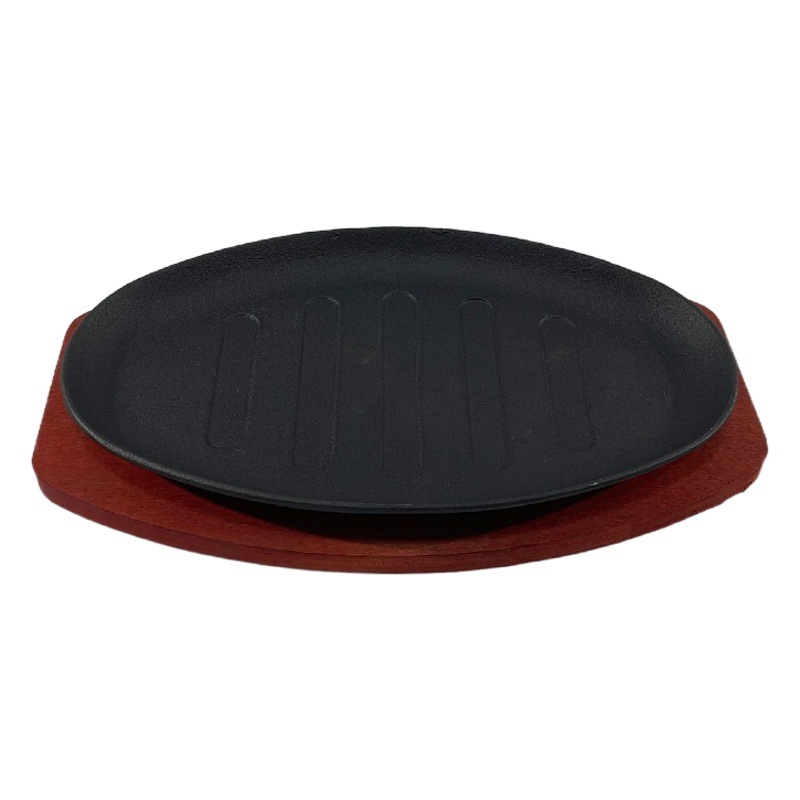 Foreign Trade Supply Manufacturer Direct Supply Cast Iron Denier-Shaped Waist Plate Steak Stripesd Baking Pan Induction Cooker Barbecue Commercial Teppanyaki