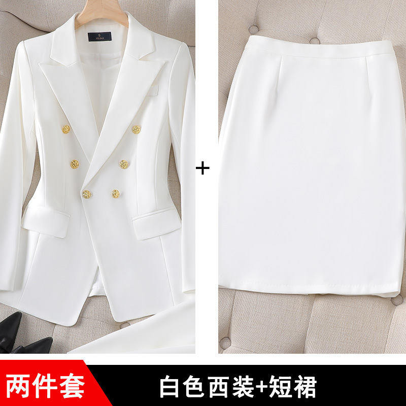 西装套装女玫红色时尚正装西服高端时尚气质女神范套装阔腿裤正装|undefined