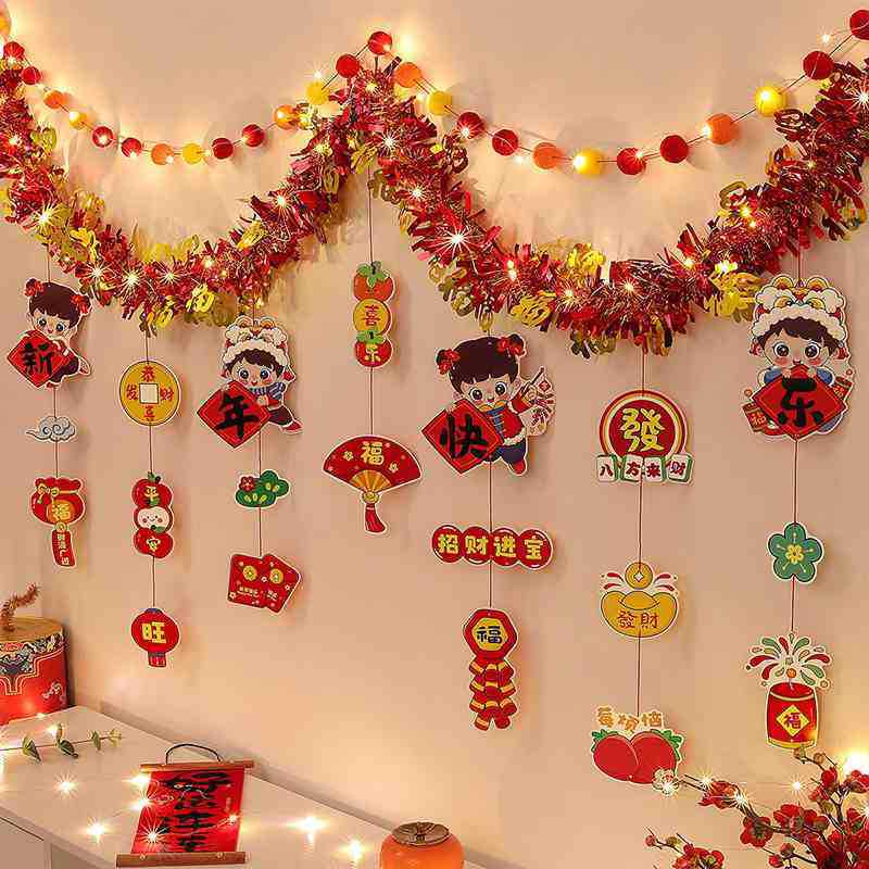 Tops + wool balls + Happy New Year 03 light-up style 2 sets about 4 meters - free tape