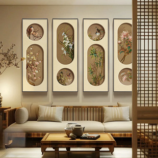 宋代美学客厅挂画新中式沙发背景墙装饰画禅意茶室壁画布置高级感-阿里巴巴