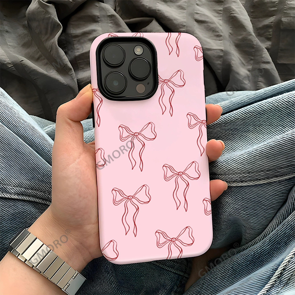 Phone Case (apple iPhone17) 2-in-1 Bow Design, Double-Layer Protective Shell